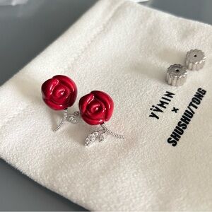 SHUSHUTONG Ceramics Rose Earrings